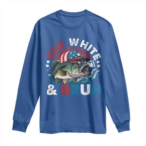 Funny Fishing Long Sleeve Shirt Red White Bruh Fisherman Gift American Flag TS10 Royal Blue Print Your Wear