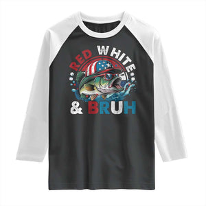 Funny Fishing Raglan Shirt Red White Bruh Fisherman Gift American Flag TS10 Black White Print Your Wear