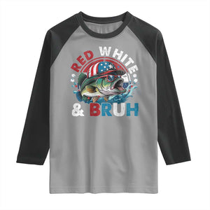 Funny Fishing Raglan Shirt Red White Bruh Fisherman Gift American Flag TS10 Sport Gray Black Print Your Wear