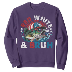 Funny Fishing Sweatshirt Red White Bruh Fisherman Gift American Flag TS10 Purple Print Your Wear