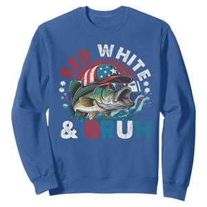 Funny Fishing Sweatshirt Red White Bruh Fisherman Gift American Flag TS10 Royal Blue Print Your Wear
