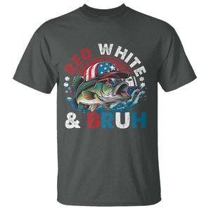 Funny Fishing T Shirt Red White Bruh Fisherman Gift American Flag TS10 Dark Heather Print Your Wear