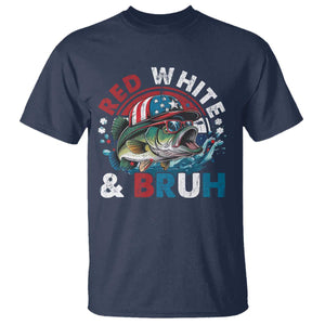 Funny Fishing T Shirt Red White Bruh Fisherman Gift American Flag TS10 Navy Print Your Wear