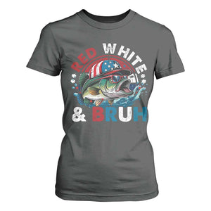 Funny Fishing T Shirt For Women Red White Bruh Fisherman Gift American Flag TS10 Dark Heather Print Your Wear