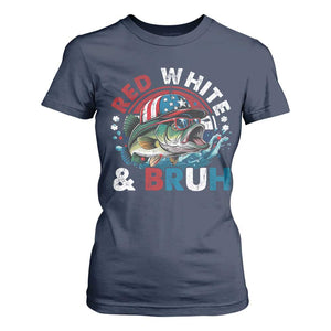 Funny Fishing T Shirt For Women Red White Bruh Fisherman Gift American Flag TS10 Navy Print Your Wear