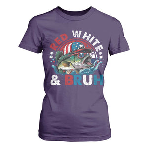 Funny Fishing T Shirt For Women Red White Bruh Fisherman Gift American Flag TS10 Purple Print Your Wear