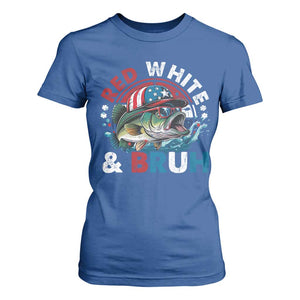 Funny Fishing T Shirt For Women Red White Bruh Fisherman Gift American Flag TS10 Royal Blue Print Your Wear