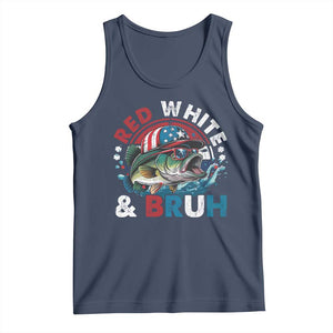 Funny Fishing Tank Top Red White Bruh Fisherman Gift American Flag TS10 Navy Print Your Wear