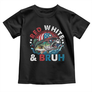 Funny Fishing Toddler T Shirt Red White Bruh Fisherman Gift American Flag TS10 Black Print Your Wear