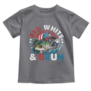 Funny Fishing Toddler T Shirt Red White Bruh Fisherman Gift American Flag TS10 Charcoal Print Your Wear