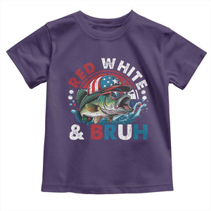 Funny Fishing Toddler T Shirt Red White Bruh Fisherman Gift American Flag TS10 Purple Print Your Wear
