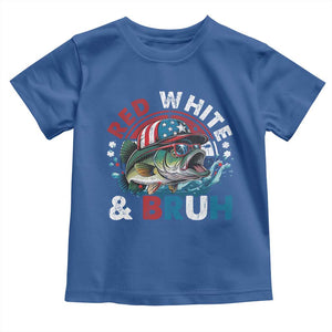 Funny Fishing Toddler T Shirt Red White Bruh Fisherman Gift American Flag TS10 Royal Blue Print Your Wear