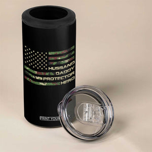 Husband Daddy Protector Hero 4 in 1 Can Cooler Tumbler Camo American Flag Fathers Day Gifts For Husband Hubby Dad TS10 Print Your Wear