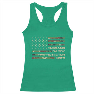 Husband Daddy Protector Hero Racerback Tank Top Camo American Flag Fathers Day Gifts For Husband Hubby Dad TS10 Irish Green Print Your Wear