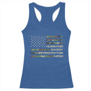 Husband Daddy Protector Hero Racerback Tank Top Camo American Flag Fathers Day Gifts For Husband Hubby Dad TS10 Royal Blue Print Your Wear