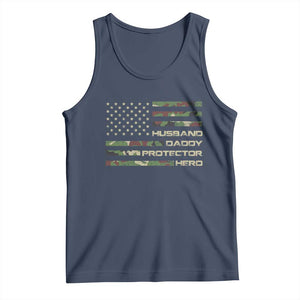 Husband Daddy Protector Hero Tank Top Camo American Flag Fathers Day Gifts For Husband Hubby Dad TS10 Navy Print Your Wear