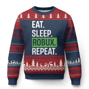 Eat Sleep Roblox Repeat Ugly Christmas Sweater Funny Video Game Lovers Gamers