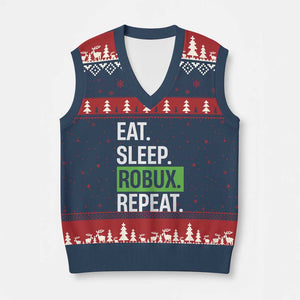 Eat Sleep Roblox Repeat V-Neck Knit Sweater Vest Funny Video Game Lovers Gamers