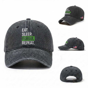 Eat Sleep Roblox Repeat Washed Cotton Baseball Cap Funny Video Game Lovers Gamers