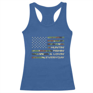 Hunting Fishing Loving Racerback Tank Top Hunter Fisher Camo American Flag