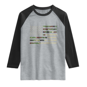 Hunting Fishing Loving Raglan Shirt Hunter Fisher Camo American Flag