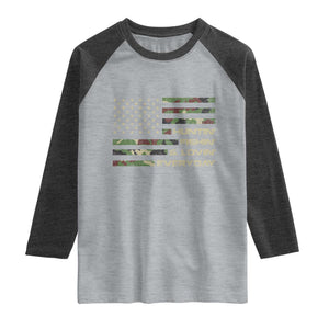 Hunting Fishing Loving Raglan Shirt Hunter Fisher Camo American Flag