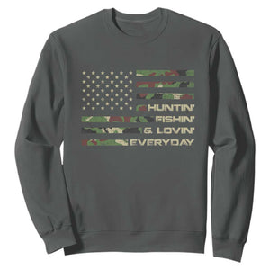 Hunting Fishing Loving Sweatshirt Hunter Fisher Camo American Flag