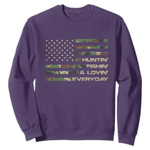Hunting Fishing Loving Sweatshirt Hunter Fisher Camo American Flag