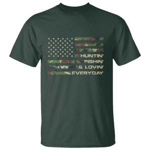 Hunting Fishing Loving T Shirt Hunter Fisher Camo American Flag