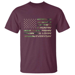 Hunting Fishing Loving T Shirt Hunter Fisher Camo American Flag