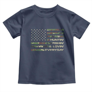 Hunting Fishing Loving Toddler T Shirt Hunter Fisher Camo American Flag