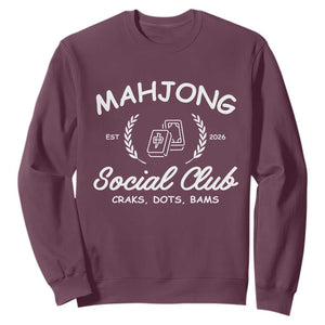 Funny Mahjong Social Club Sweatshirt Craks Dots Bams Mahjong Player Game Lovers TS10 Maroon Print Your Wear