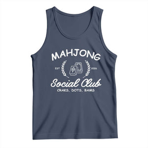 Funny Mahjong Social Club Tank Top Craks Dots Bams Mahjong Player Game Lovers TS10 Navy Print Your Wear