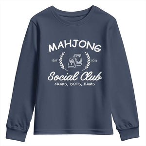 Funny Mahjong Social Club Youth Sweatshirt Craks Dots Bams Mahjong Player Game Lovers TS10 Navy Print Your Wear