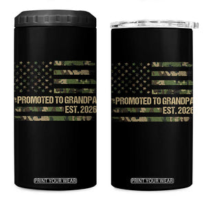 Promoted To Grandpa Est. 2026 4 in 1 Can Cooler Tumbler Retro Camo American Flag TS10 One Size: 16 oz Black Print Your Wear