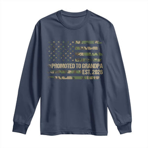 Promoted To Grandpa Est. 2026 Long Sleeve Shirt Retro Camo American Flag TS10 Navy Print Your Wear