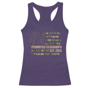 Promoted To Grandpa Est. 2026 Racerback Tank Top Retro Camo American Flag TS10 Purple Print Your Wear