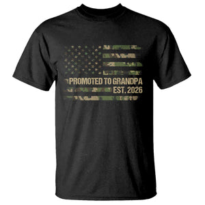 Promoted To Grandpa Est 2026 T Shirt - Retro Camo American Flag New Grandpa Gift Tee TS10 Black Print Your Wear