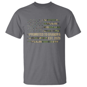 Promoted To Grandpa Est 2026 T Shirt - Retro Camo American Flag New Grandpa Gift Tee TS10 Charcoal Print Your Wear