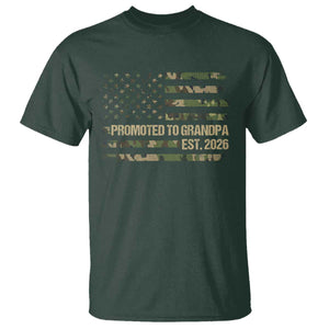 Promoted To Grandpa Est 2026 T Shirt - Retro Camo American Flag New Grandpa Gift Tee TS10 Dark Forest Green Print Your Wear