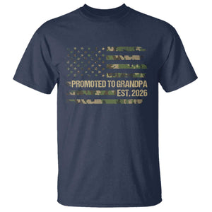 Promoted To Grandpa Est 2026 T Shirt - Retro Camo American Flag New Grandpa Gift Tee TS10 Navy Print Your Wear