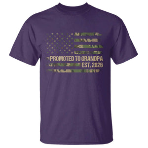 Promoted To Grandpa Est 2026 T Shirt - Retro Camo American Flag New Grandpa Gift Tee TS10 Purple Print Your Wear