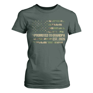 Promoted To Grandpa Est. 2026 T Shirt For Women Retro Camo American Flag TS10 Dark Forest Green Print Your Wear