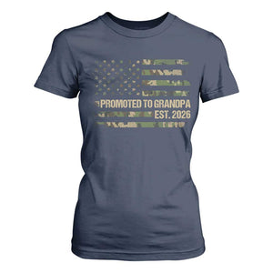 Promoted To Grandpa Est. 2026 T Shirt For Women Retro Camo American Flag TS10 Navy Print Your Wear