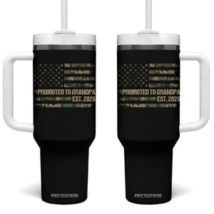 Promoted To Grandpa Est. 2026 Tumbler With Handle Retro Camo American Flag TS10 One Size: 40 oz Black Print Your Wear