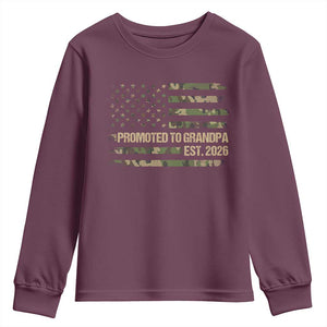 Promoted To Grandpa Est. 2026 Youth Sweatshirt Retro Camo American Flag TS10 Maroon Print Your Wear