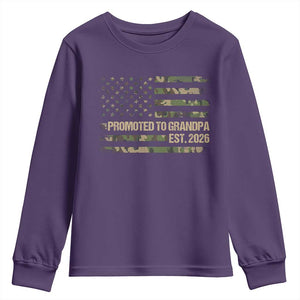 Promoted To Grandpa Est. 2026 Youth Sweatshirt Retro Camo American Flag TS10 Purple Print Your Wear
