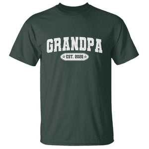 Grandpa Est 2026 T Shirt Promoted To Grandpa Paternity Fathers Day TS10 Dark Forest Green Print Your Wear