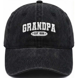 Grandpa Est 2026 Washed Cotton Baseball Cap Promoted To Grandpa Paternity Fathers Day TS10 Print Your Wear