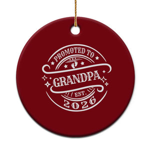 Promoted To Grandpa Est. 2026 Ceramic Ornament Grandparents Baby Announcement Fathers Day TS10 1pc Red Print Your Wear